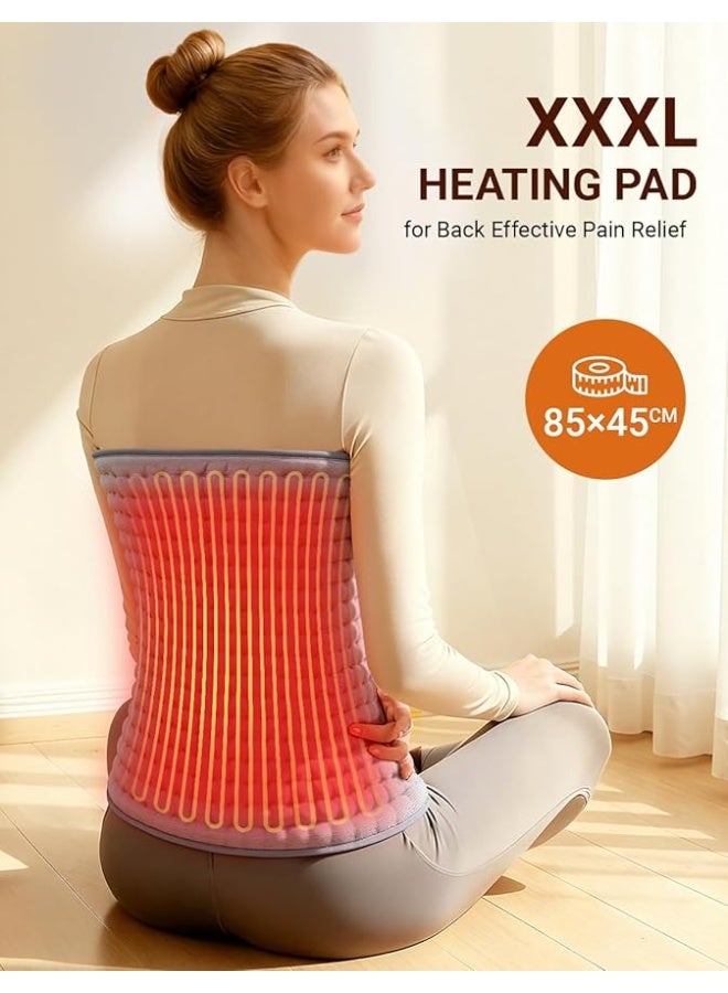 وسادة تدفئة كهربائية مقاس كبير جداً (85×45 سم) لتخفيف آلام الظهر والرقبة والأكتاف - كمادة حرارية بـ 6 مستويات حرارة وإيقاف تلقائي - مثالية لآلام الدورة الشهرية - Image 5